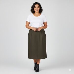 Eileen Fisher 100% Linen Maxi Skirt Women Plus 3X Gray Brown Straight Lagenlook‎